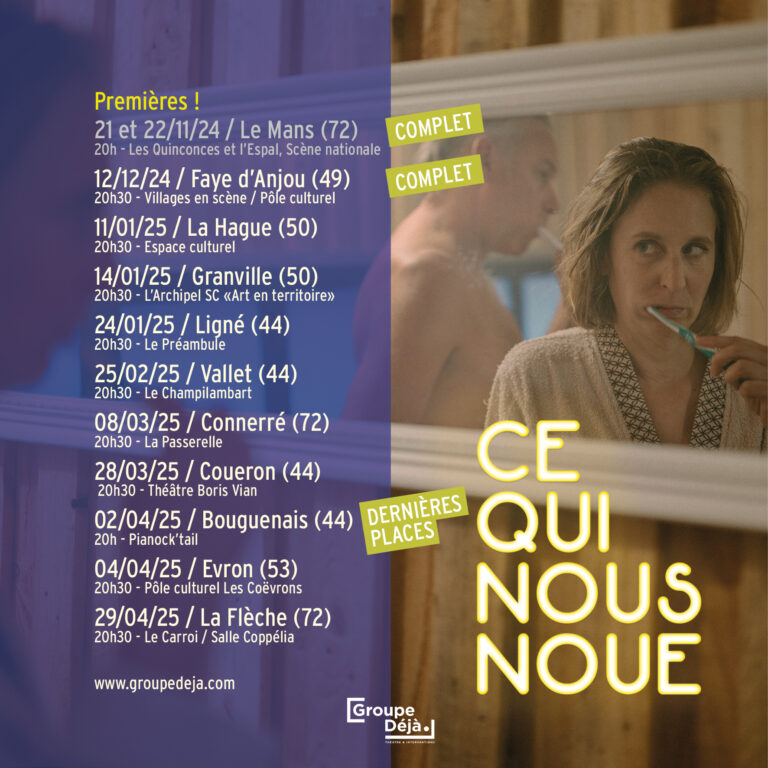 Les prochaines dates de tournée du spectacle "Ce qui nous noue" de Groupe Déjà